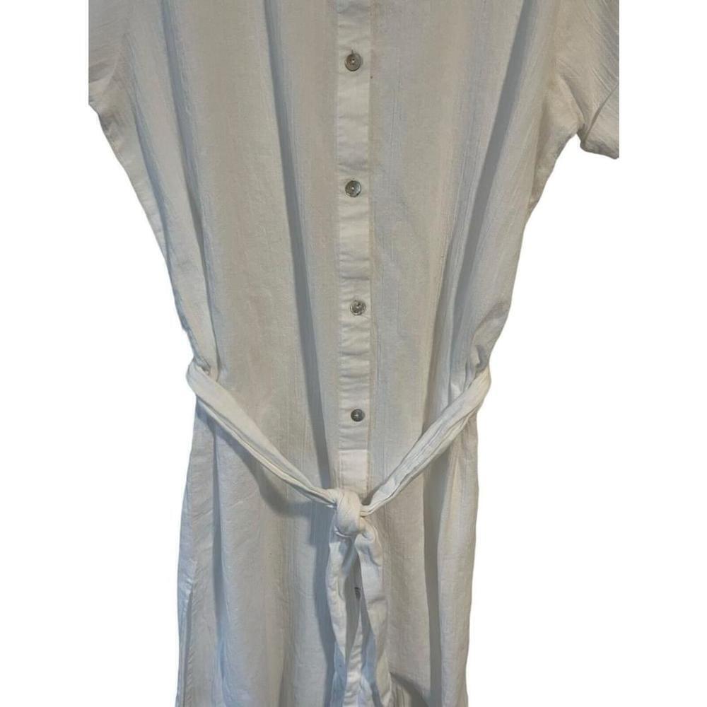 Becca White Maxi Button Up Waist Tie Cover Up Large - Picture 4 of 15